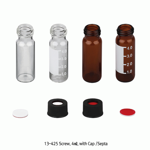 SciLab® 13-425 Screwtop 4㎖/Φ15×45 Autosampler Vial, 4㎖ 스크류탑 바이알 세트